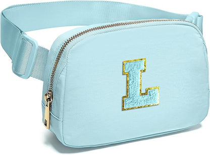 Gitus Gifts for 8 9 10 11 12 Year Old Girls Belt Bag Fanny Pack Crossbody Bags with Initial Letter Patch Cute Stuff Birthday Gifts for Teen Girls Women Personalized Trend Stuff (Icing Blue-L)