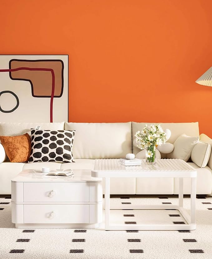 Dimoon 118''x17.7'' Orange Peel and Stick Wallpaper Contact Paper Modern Self Adhesive Wall Paper Removable Renter Friendly Textured Solid Color Shelf Vinyl Roll (118''x17.7'',Tropical Orange)