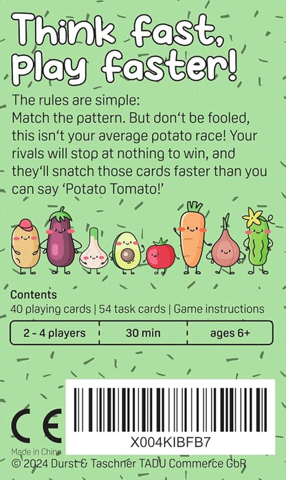 Potato Tomato • Quick Card Game for Children and Adults • Travel Game • Board Game for Families • Ages 6+ • 2-4 Players • 30 Minutes