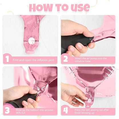 Giant 4D Foil Balloons, 6Pcs Large Metallic Pastel Pink Round Balloons, 22 Inch Big Round Foil Balloon for Pink Birthday Party Baby Shower Wedding Decorations