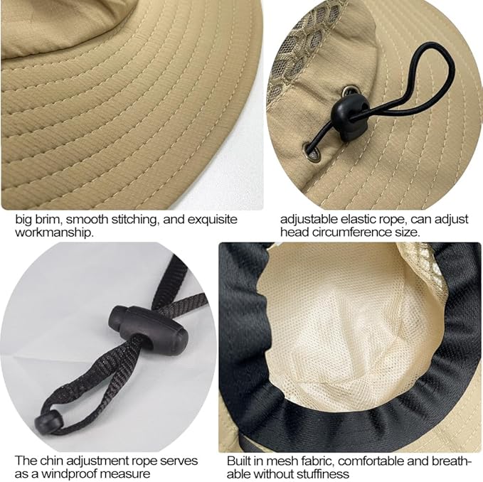 Fishing Hat, UPF50+ Wide Brim Sun Hat for Men Women, UV Protection Hiking Beach Bucket Hats Summer Safari Hat