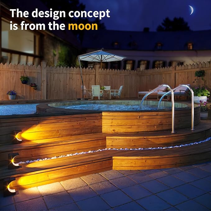 JSOT Outdoor Step Lights - 16 Pack Warm White Solar Stair Lights Waterproof Deck Light for Outside Decor Yard Patio Pathway