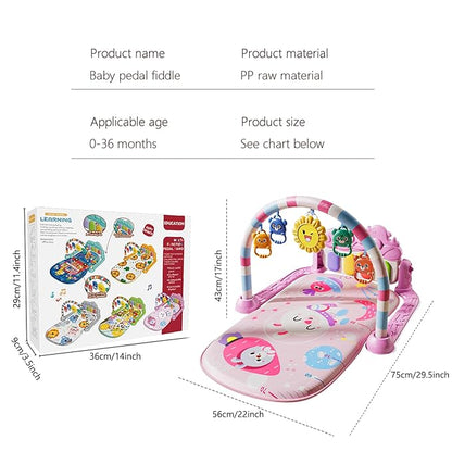 Alive Lovely Baby Gyms Play Mats, Musical Activity Center Baby Piano Gym Mat, Music and Lights Tummy Time Padded Mat for Newborn Newborn 0 to 3 6 9 12 Months