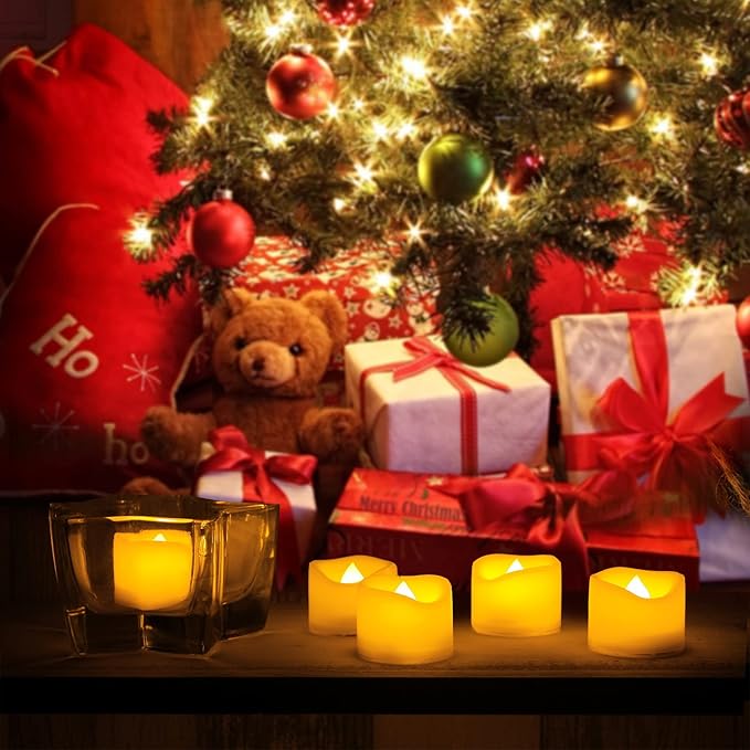 CANDLE CHOICE Battery Operated Flameless Tea Lights Small Bright Flickering LED Electric Fake Votive Tealight Candles Halloween Pumpkin Lights Wedding Christmas Decorations Table Centerpieces 6 PCS