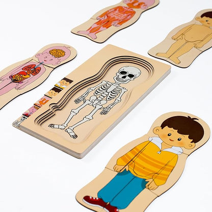 My Body Parts Puzzle for Toddlers Girls Boys Wooden Anatomy Puzzle 3-8 Years Old Preschool Learning Game Human Body Skeleton Toys