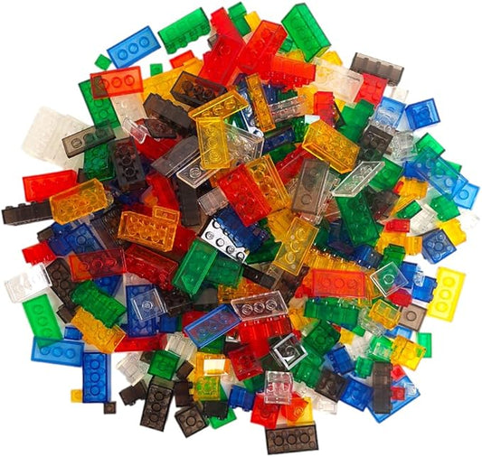 Transparent Building Bricks Set - 300-Piece Crystal-Clear Edition - Includes Reusable Storage Container - Fully Compatible with Other Brands