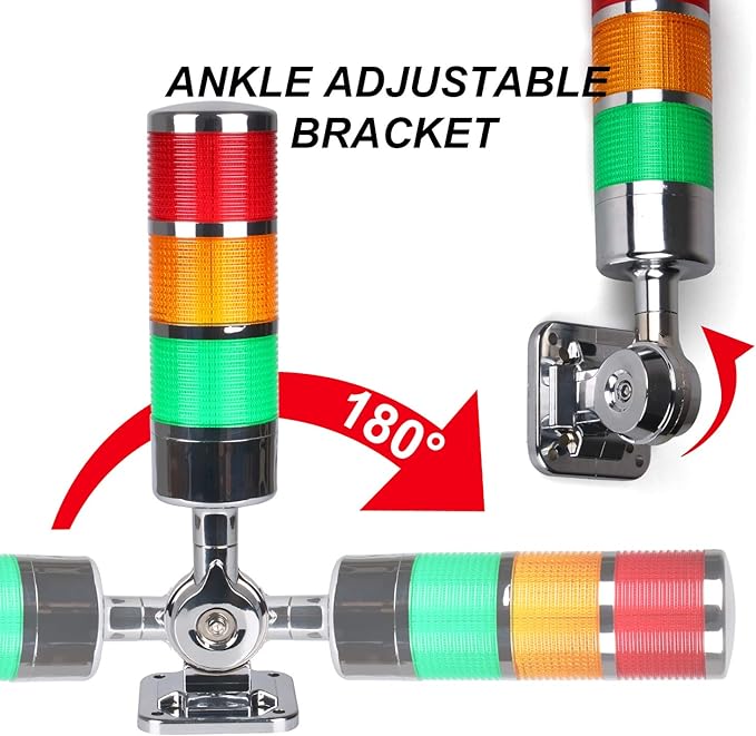 110V to 220V LED Stack Tower Lights, Industrial Warning Lights, Andon Lights, Column Signal Tower Indicator Lamp Beacon, Continuous/Flashing Light Switchable, 2 Layer (Without Buzzer)