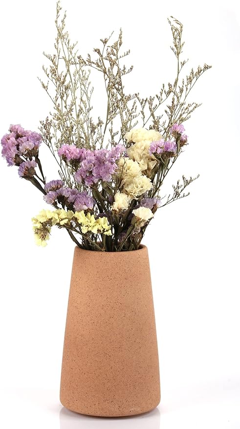 Simple Vase for Flowers Plants, Matte Vases for Modern Table Shelf Home Decor Wedding Boho Decor, 6" H Frosted Elegant Ceramic Vase for Pampas Grass Fluffy Stem Bouquet Lavender Flowers (Brown, 4)