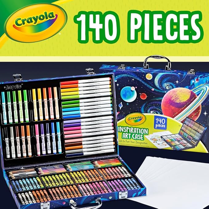 Crayola Inspiration Art Case Space Coloring Set (140pcs), Art Kit for Kids, Crayons, Markers, Pencils, Holiday & Christmas Gift for Boys & Girls, Ages 5, 6, 7 [Amazon Exclusive]