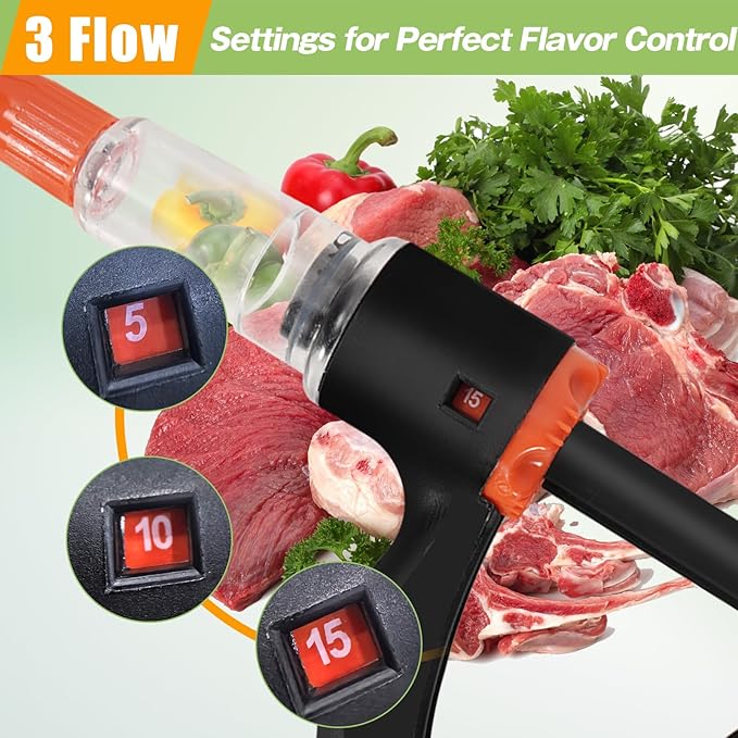 Premium Marinade Injector Syringe – Adjustable Flow (5ml/10ml/15ml), 4 Stainless Steel Needles, Meat Injector for Turkey, BBQ, Chicken, Beef, Pork, Brisket, Smoking & Holiday Cooking