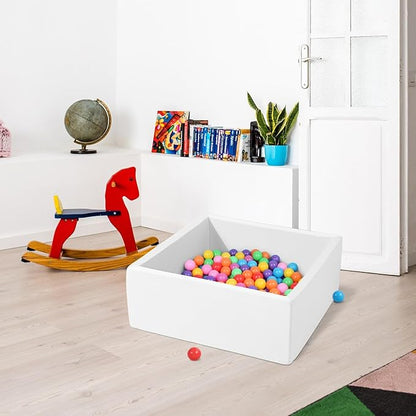 Foam Ball Pit for Toddlers Kids Square Soft Ball Pool Ideal Gift Play Toy for Children Kiddie Pools - White