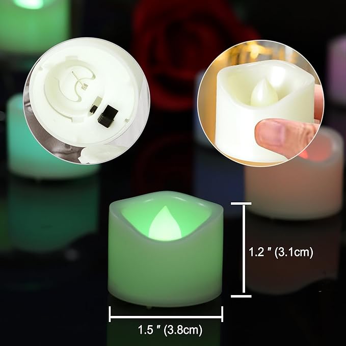 CANDLE CHOICE Color Changing Battery Operated Flameless Tea Lights Bright Flickering LED Tealight Votive Candles Wedding Party Table Centerpieces Halloween Christmas Decorations Batteries Incl 24 Pack