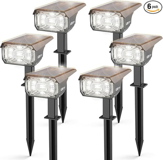 Solar Lights Outdoor Waterproof Landscape Lights, 40 LEDs Solar Spot Lights Outdoor Spotlights with 3 Light Modes, USB & Solar Powered Garden Yard Wall Lights Auto On/Off for Patio 6 Pack