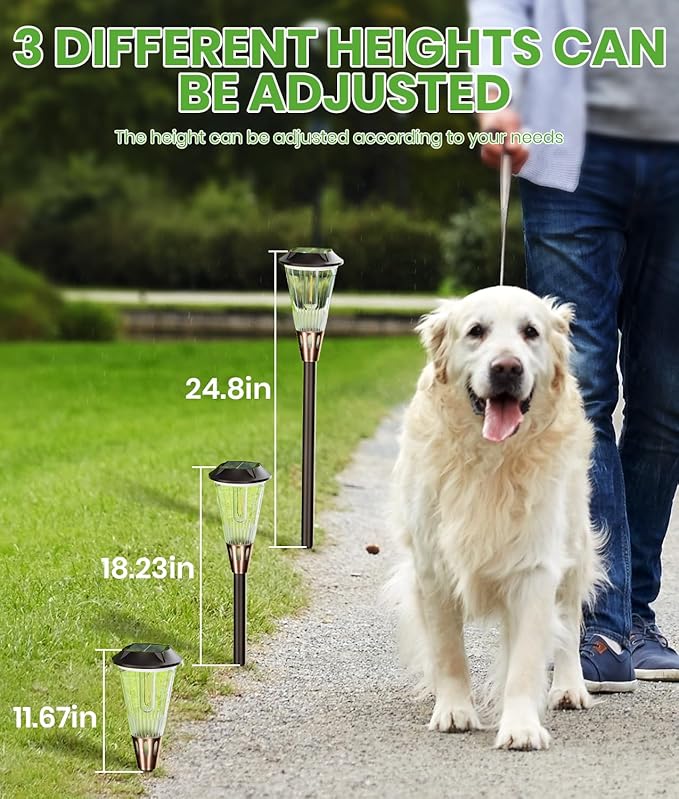 4 Pack Solar Pathway Lights Waterproof IP65, 2-in-1 Warm&Cool Solar Lights Outdoor, Bright Solar Light Outside Pathway, Auto On/Off Outdoor Light for Yard Walkway Driveway Landscape