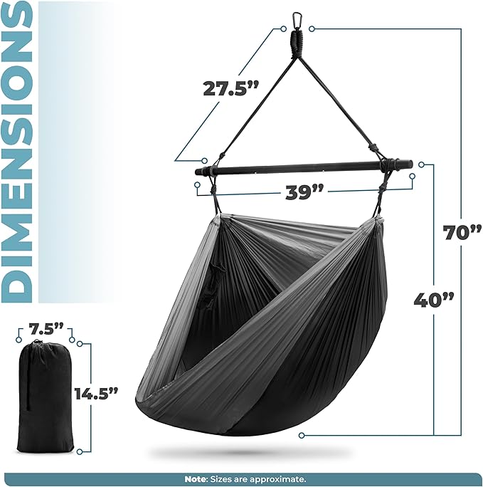 Sorbus Hanging Hammock Chair - Tree Pod Sensory Swing - Outdoor Camping Cacoon Chair - Collapsible and Lightweight Swings - Swinging Rocker Chairs for Camp, Travel, Hiking, Tent, Porch (500 lb Max)