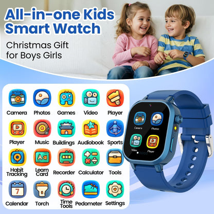 Waterproof Smart Watch for Kids Boys Ages 5-12 with 39 Games, HD Camera, Video, Music, Habit Tracking, Alarm, Pedometer, Kids Smart Watch Chrismars Birthday Gift for Boys Age 5 6 7 8(Blue)