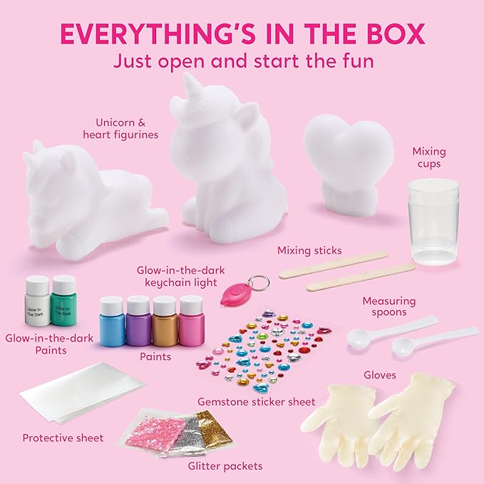 Klever Kits Glow in The Dark Unicorn Pouring Kit- Art and Crafts for Kids Aged 6+ Art Supply Toy, Kids Painting Kit, Unicorn Toy Birthday Gifts for Girls