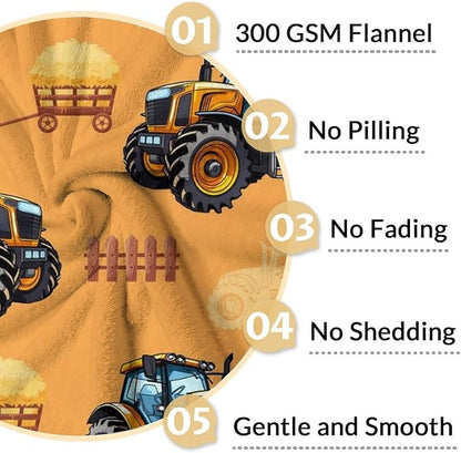 Kids Blanket Tractor Throw for Kids Adults, 60x80 Inches Lightweight Soft Cute Tractor Decor Throw Blankets for Sofa Chair Couch Bed