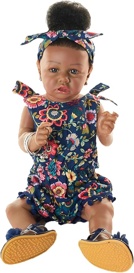 HOOMAI Reborn Baby Black Dolls African American Lifelike Silicone Doll Realistic 22.8 Inch with Cloth Body Birthday Gift Set for Ages 3+