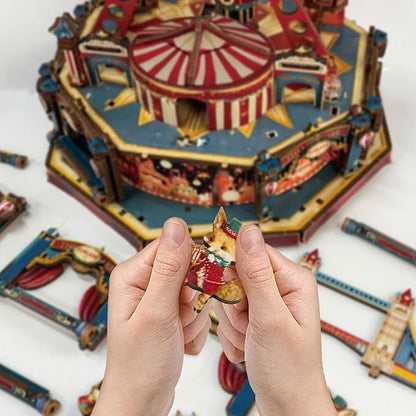 DIY 3D Wooden Puzzle Ferris Wheel,DIY Dollhouse Kit Circus Building Model,Christmas Decor Craft Sets with Lights and Music,Gifts for Adults Teens -Century Ferris Wheel(SQ-69)