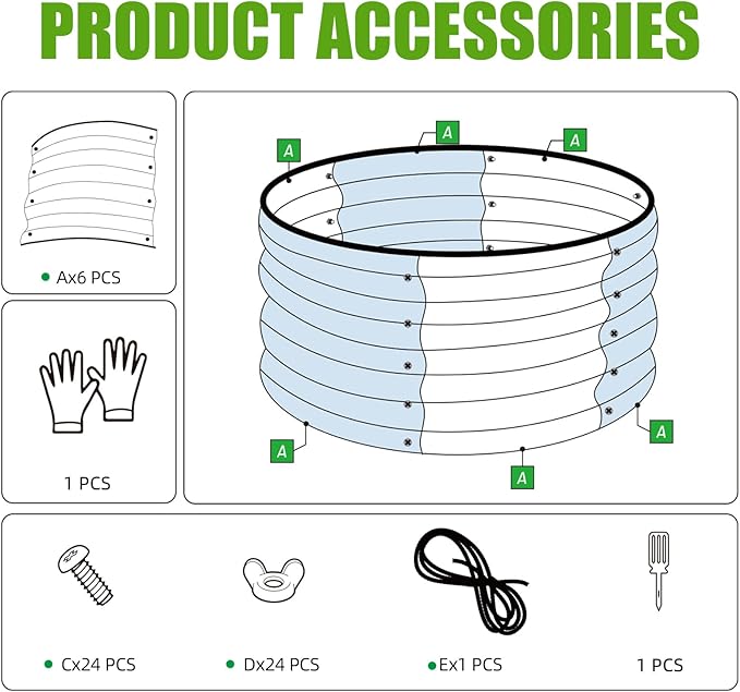 SnugNiture 3 Pcs 2x2x1ft Round Galvanized Raised Garden Bed Kit Outdoor, Metal Planter Box for Planting Plants Vegetables, White