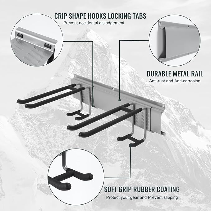 Wall Mount Tool Storage Rack, Heavy Duty Garage Organizer, Garden Hooks and Hangers, Hold Up to 350lbs Grey AK806