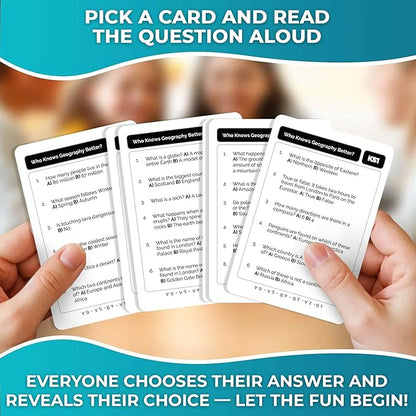 QUOKKA Who Knows Better? - Geography - Family Card Trivia Game | Fun Learning & Educational Questions for Families | Suitable for Boys & Girls