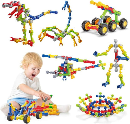 Kids Building Kit STEM Toys, 110 Pcs Educational Construction Engineering Building Blocks DIY Learning Set for Ages 3-10 Year Old Boys Girls, Best Gift for Children Creative Games Fun Play