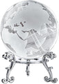 60mm World Globe Crystal Earth Ball Paperweight with Stand Glass Sphere Display Globe Ball Christmas Decor for Home Office Desk