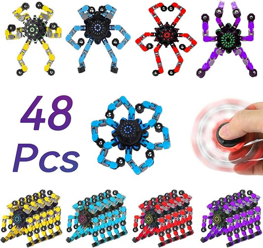 48pcs Transformable Fidget Spinners Children's Advanced Fidget Toys for Stress Relief Ideal Fidget Spinners for Sensory Toys for Boys and Girls with Autism，Party Favors