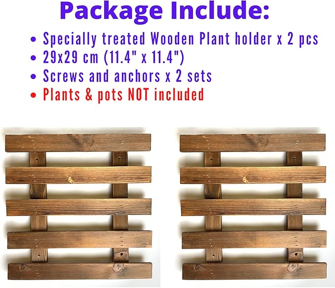 ShopLaLa Wall Planter - 2 Pack Wooden Hanging Succulent Wall Decor, Live Air Plants Orchids Wall Mounted Holder Frame Display for Indoor Outdoor, Living Plant Wall Decor Balcony Garden