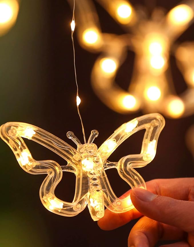 Solar USB String Butterfly Lights Indoor Outdoor 10 LED Fairy Light Decorations for Garden Fence Patio Yard Christmas Tree, Lawn, Patio, Party Decoration (Solar Light)