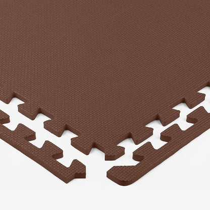 Flooring Inc's 1/2" Soft Non-Toxic Baby Play Mat, Toddler Playmat, Colorful Puzzle PlayMat, Floor Mats for Kids & Babies, EVA Foam Interlocking Tiles for Nursery & Playroom | Brown, 35 Tiles, 140 SqFt