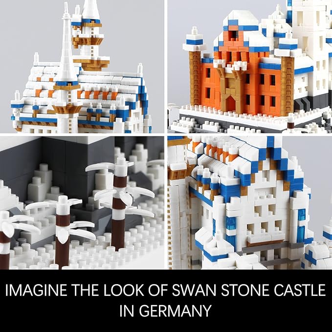 Germany Swan Stone Castle Micro Building Blocks Set, Famous World Architecture Model Creative Collection Building Toys for Adults and Kids 14+ (2800 Pieces)