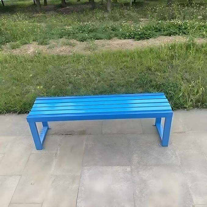 Weatherproof Metal Dining Bench, Outdoor Bench Backless Patio Bench 2-Person Farmhouse Bench Garden Bench for Kitchen, Living Room, Entryway(Blue,47in)