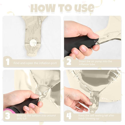 Beige Giant Foil Balloons, 6Pcs Large Metallic Cream Round Balloons, 22 Inch Big Round Foil Balloon for Cream Birthday Party Baby Shower Wedding Decorations