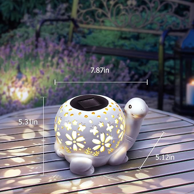 Solar Garden Outdoor Lights, Turtle Outdoor Statues Garden Decor, Solar Lantern with Waterproof Indoor Tortoise Decorations for Patio, Lawn, Yard, Gardening Gifts for Women, Mom, Grandma