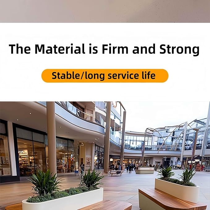 Outdoor Bench - Modern Outdoor Park Planter Bench Includes Luxurious and Simple Flower Box & Wooden Seating Area for Commercial Plaza,Food Court(55.12IN)