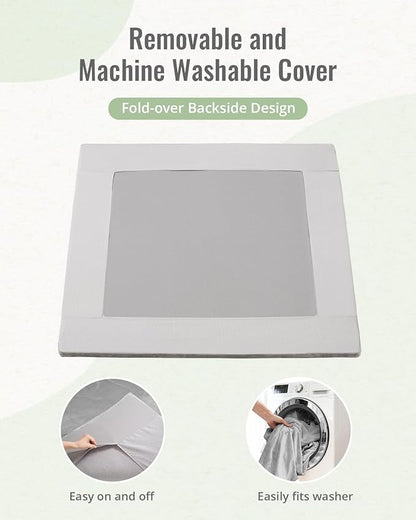 Blissful Diary Ultra Soft Baby Play Mat, 50x50 Floor Mat with Removable & Washable Slip-On Cover for Babies and Toddlers Infants, Light Grey