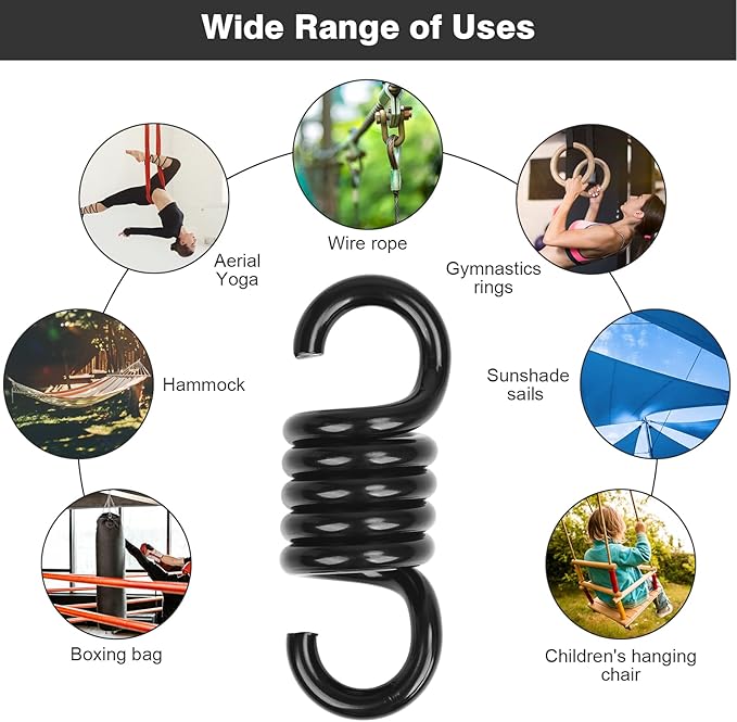 Spring Porch Hook for Hammock Swing Chair Hanging Suspension,880lbs Weight Capacity,Black