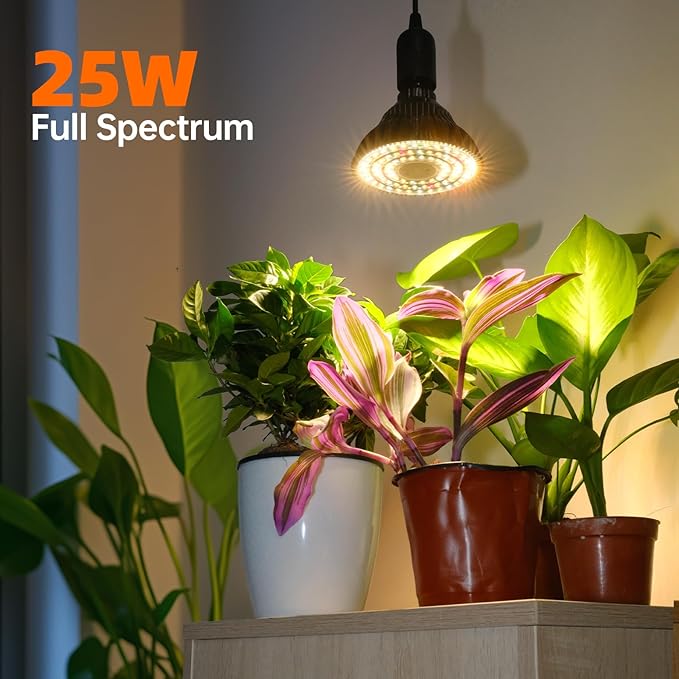 Hanging Grow Light for Indoor Plants Full Spectrum, Black Plant Bulb with Optical Lens for Enhanced PPFD, Pendant Grow Light with Timer, 16.4 FT Power Cord, Perfect for Tall Plants and Flowers
