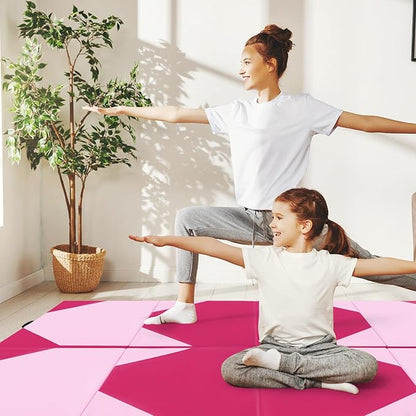 Giantex 4'x10'x 2" Gymnastics Mat, 4-Panel Folding Aerobics Exercise Mat w/Hook & Loop Fastener, Carrying Handle, Portable Tumbling Mat for Stretching Yoga Cheerleading Martial Arts