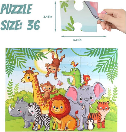 Jumbo Floor Puzzle for Kids, Large Jigsaw Puzzles 36 Piece for Kids Ages 3-5,Preschool Learning & Education Toys, Gifts for 4-8 Year Old Boys and Girls(Jungle Animals)