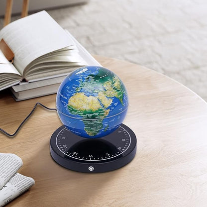 6" Magnetic Levitating Globe, 360°Rotating Geographic Globes Levitating Globes with LED Light Floating Magnetic Levitation Floating Globe for Desk Home Office Classroom Decor(Blue+Black/Style A)