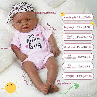 Girl 18 Inch, Full Silicone Baby Doll, Realistic Baby Dolls, Realistic Veins & Pose, Not Vinyl, Reborn Baby Dolls Silicone Full Body, Gift Set