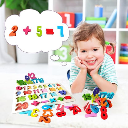 Number Puzzle - Montessori Wooden Puzzles for Toddlers 3-5 | Shape Learning Toy | Number Blocks for Kids | Preschool Educational Gift