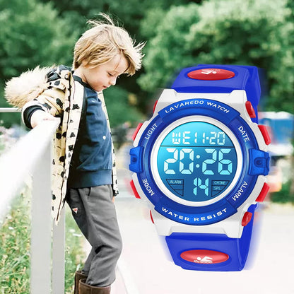 Kids Watch,Boys Watch for 3-15 Year Old Boys,Digital Sport Outdoor Multifunctional Chronograph LED 50 M Waterproof Alarm Calendar Analog Watch for Children with Silicone Band,Kids Gift