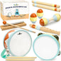 MINIARTIS Toddler Musical Instruments - Montessori Wooden Musical Toys for Toddlers 1-3 | Modern Boho Baby Drum Set with Neutral Colors Percussion Instruments | Kids Preschool Educational 3+