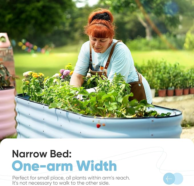 KING BIRD Raised Garden Bed 2.85 ft Tall 9 in 1 Galvanized Planter Garden Box Outdoor for Gardening, Deep Root Vegetables, Flowers 78.7X23.6X34.2 in, Light Blue