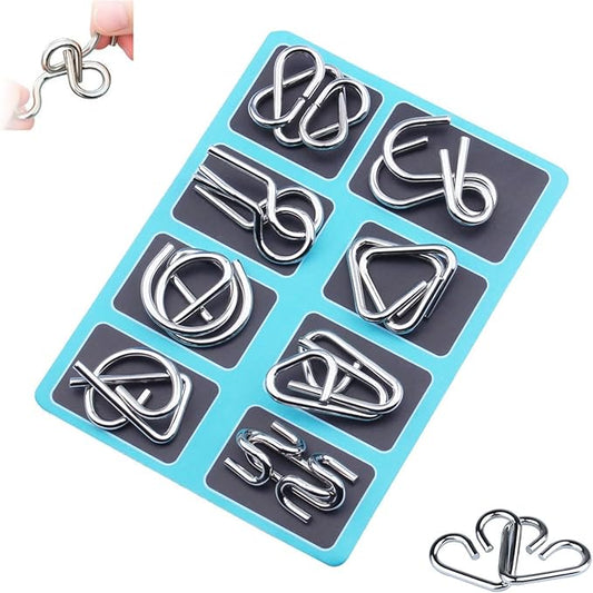 Reverse Thinking Puzzles, Metal Puzzle Ring, Educational Intellectual Toys IQ Toys, Metal Brain Teaser Puzzles, 2025 New IQ Test Brain Teaser Disentanglement Set (Blue)